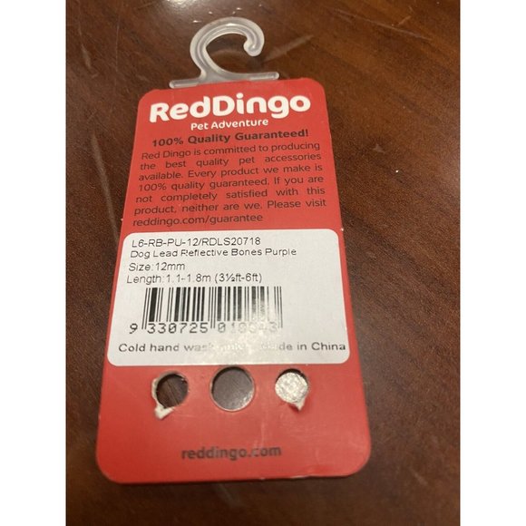Red Dingo L6-RB-PU-SM Dog Lead Reflective Purple Bones, Small - Picture 2 of 2